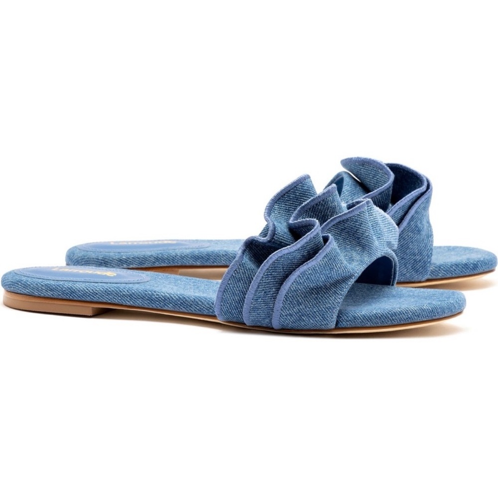 Larrodue Blue Denim Slide Sandals. Like new! - Picture 2 of 2